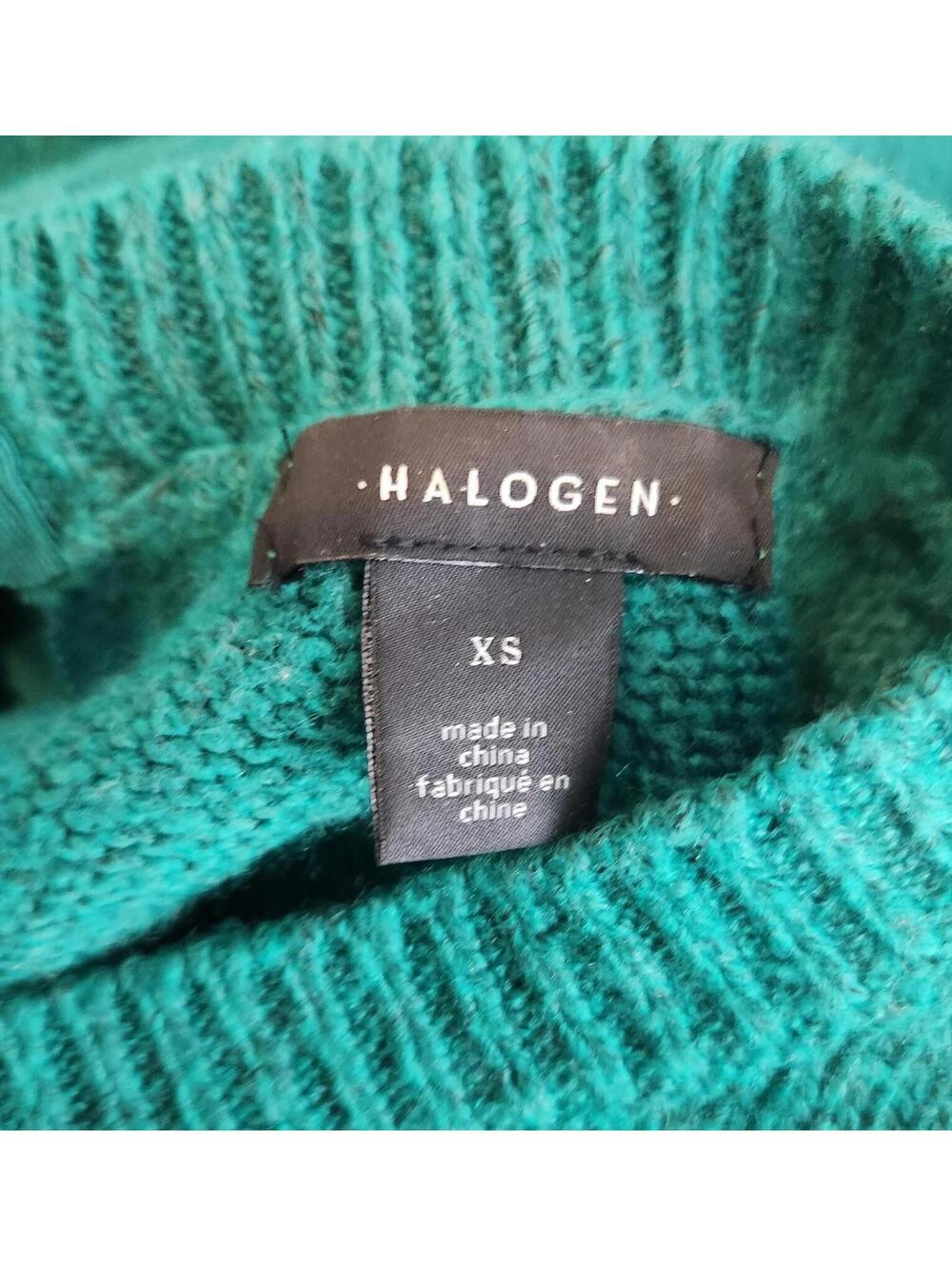 Halogen Sweater Womens XS Teal Green Back Bow Tie Crewneck Knit Pullover Ribbed - Picture 5 of 6